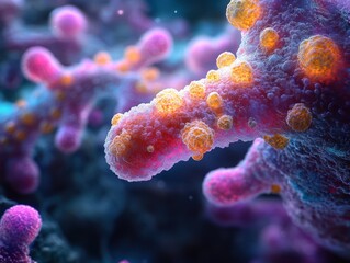 Naklejka premium Microbial Species Interacting in a Symbiotic Environment