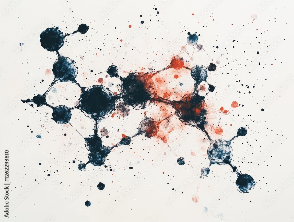 Wall mural a digital depiction of molecular atom structure, emphasizing the links between atoms within scientif