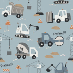 Vector seamless pattern with building equipment. Seamless for wrapping paper, greeting cards and other. Can be used for wallpaper, textile, packaging. © nafanya241