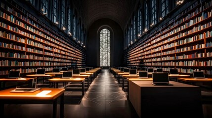 Modern Library  Laptops  Bookshelves  Study Hall  Education  Research