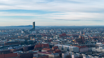 Naklejka premium Panorama of the city of Wroclaw, central part. View from drone