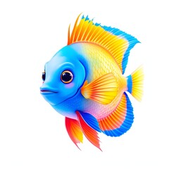 Fototapeta premium Whimsical aquatic friend, A charming and colorful cartoon fish illustration