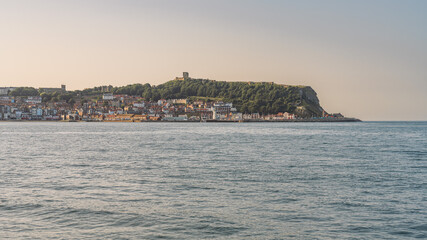 Fototapeta premium View from South Bay towards Scarborough, England, UK
