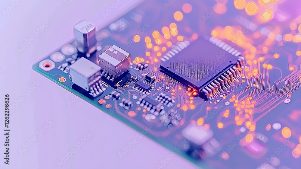 Aufkleber high tech circuit board close up microchip electronics technology innovation