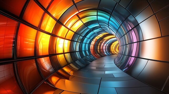 Mesmerizing Spiral of Triangles and Circles in Vibrant Colors