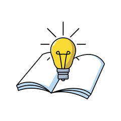Book With Lighbulb Cartoon Vector Icon Illustration
