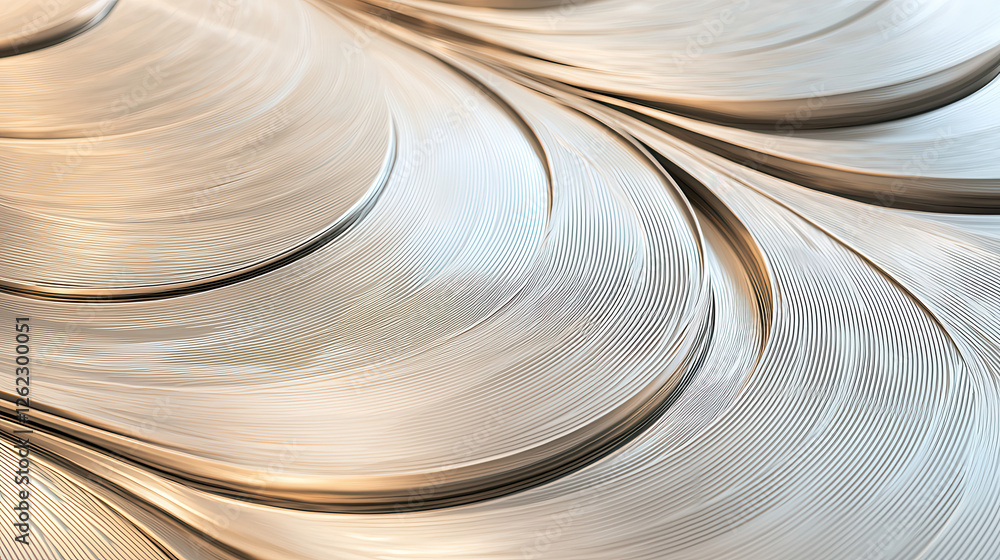 Aufkleber sleek aluminum sheets create mesmerizing pattern, showcasing smooth curves and reflective surfaces