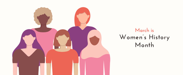 People stand side by side together. Flat vector illustration.