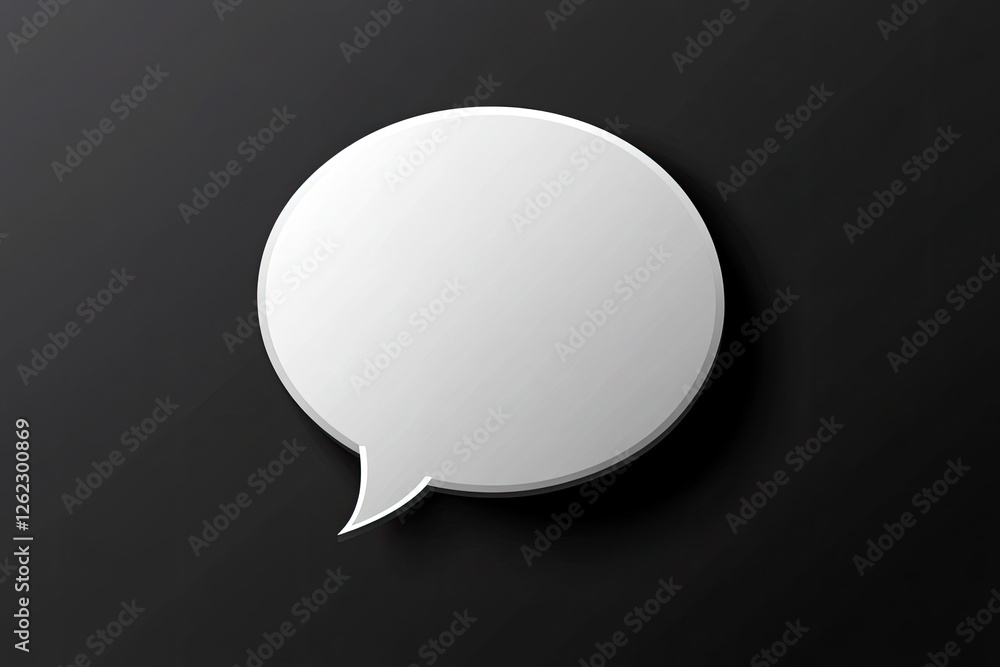 Poster blank white speech bubble on dark background simple minimalist design element for communication conc