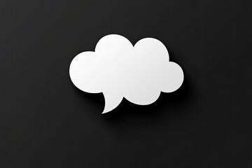 Blank White Speech Bubble on Dark Background Minimalist Design Concept for Communication Ideas Thoughts and Dialogue