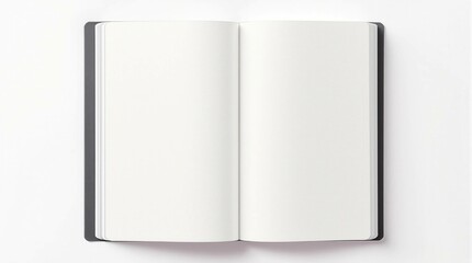A black notebook with a white page