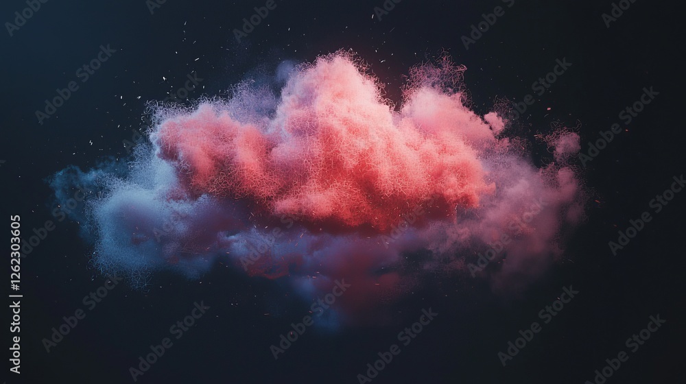 Poster in 3d, the concept of cloud computing security is depicted with a shield protecting clouds from cybe