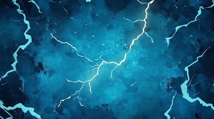 Blank blue comic-style background featuring thunder lightning bolts for a dramatic dialog or caption setting in the centre