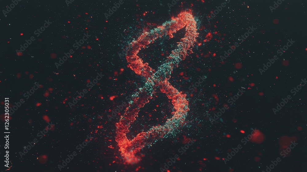 Poster the abstract notion of time flowing is illustrated by particles dispersing from an hourglass