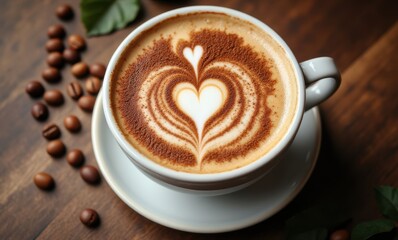 Coffee with heart-shaped latte art