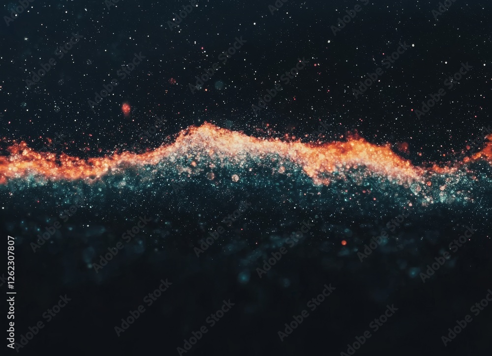 Poster abstract, luminous waves that shift between orange, yellow, and blue hues create a dynamic visual ef