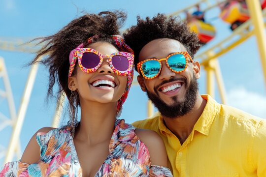 Stylish Friends Sharing Laughter At The Fair