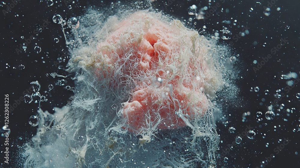 Aufkleber abstract artwork featuring a multitude of colorful, bubble-like cell structures on a black canvas