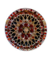 a car wheel decorated with precious stones