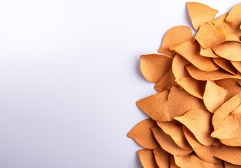 Light Brown Triangular Crackers On White Background
