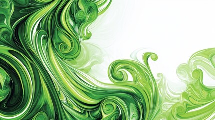 Fototapeta premium Green abstract swirling pattern with flowing textures and curves