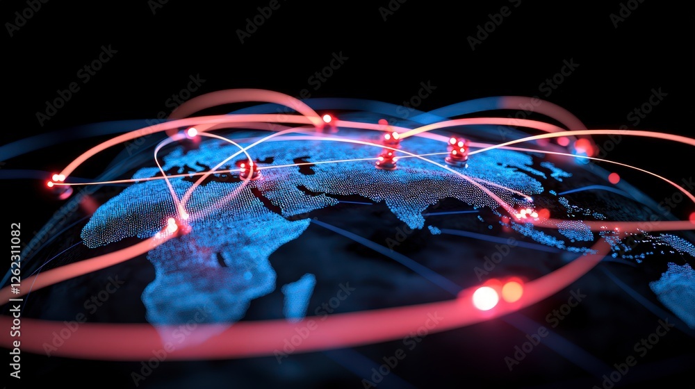 Poster global network digital world connectivity data flow internet communication