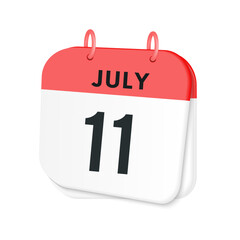 11th July daily calendar icon template. July 11 day calendar design. Single day calendar in vector illustration flat style.