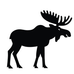 Moose Silhouette Logo Design – Wildlife Moose Vector with Antlers, Black and White Minimalist Moose Illustration for Branding, Outdoor Adventure, Hunting, and Graphic Design