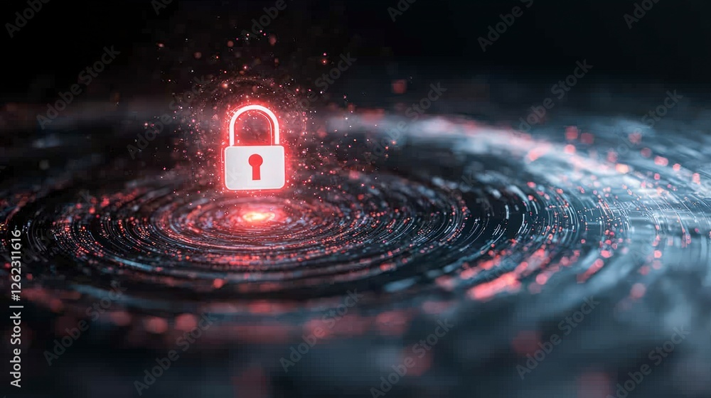 Poster digital security cyber protection data privacy network lock