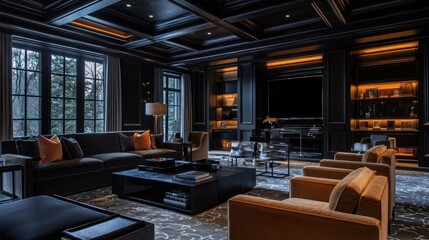 Opulent Dark Luxury Home Theater Interior Design