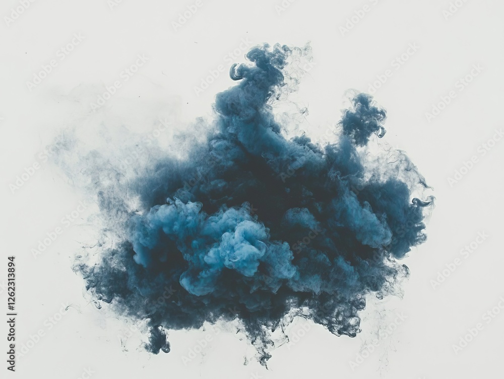 Poster a soft and ethereal cloud of vibrant blue hue swirls and billows against a clean and uncluttered bac