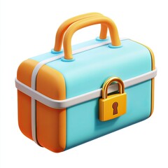 Colorful locked toolbox 3D illustration