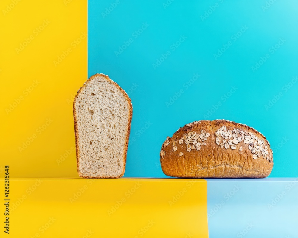 Poster a graph showing customer satisfaction ratings with a loaf of multigrain bread.