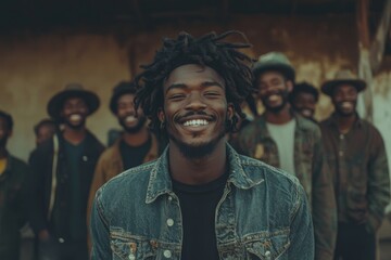 Image of a diverse group of friends capturing a selfie together