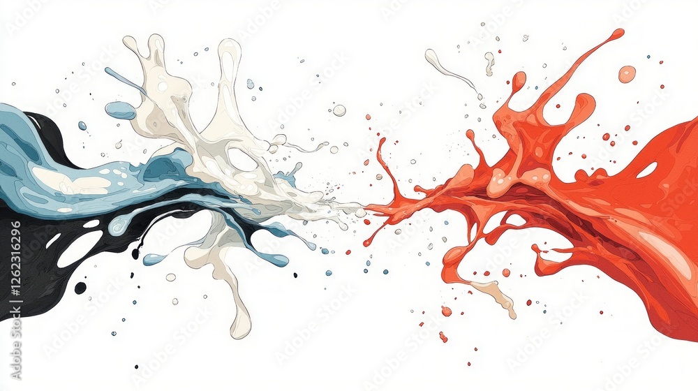 Poster abstract colorful paint splashes creative dynamic design artistic background fluid art