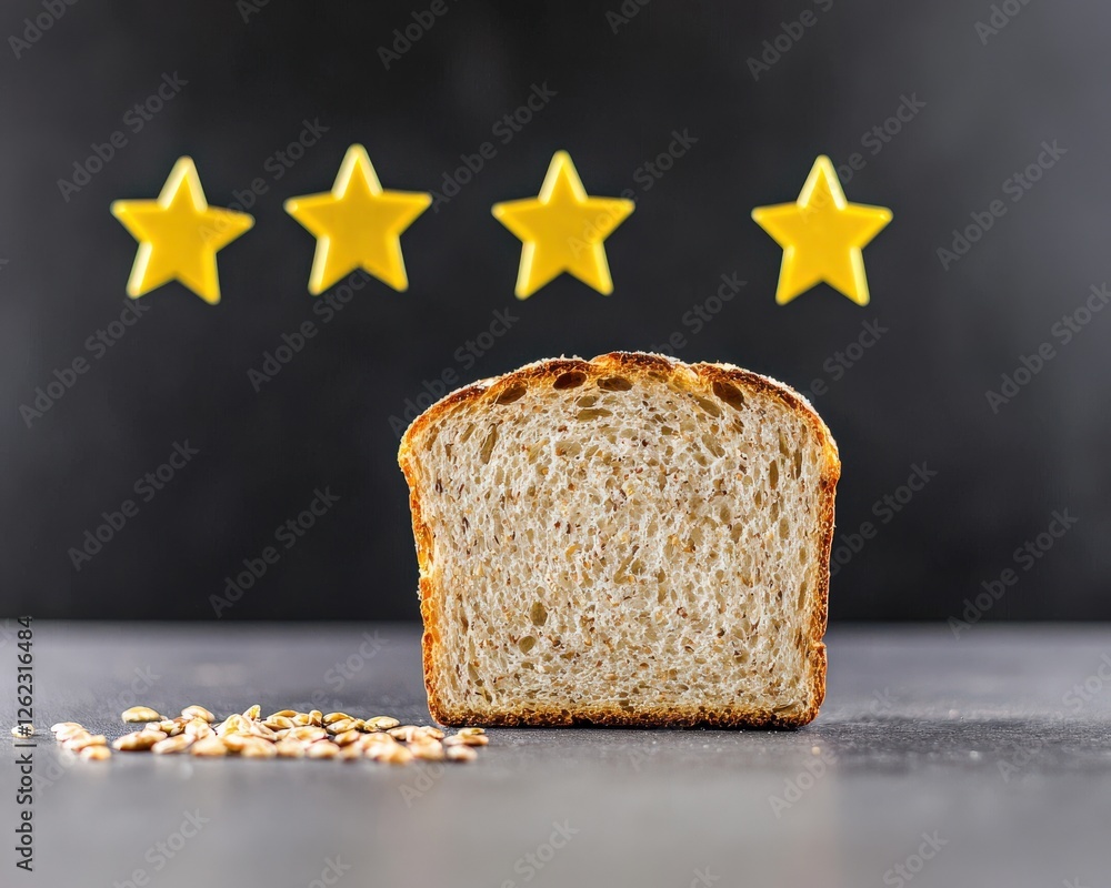 Poster a graph showing customer satisfaction ratings with a loaf of multigrain bread.