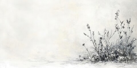 Pastel purple watercolor artwork featuring outlined plants and gentle soft lighting effects