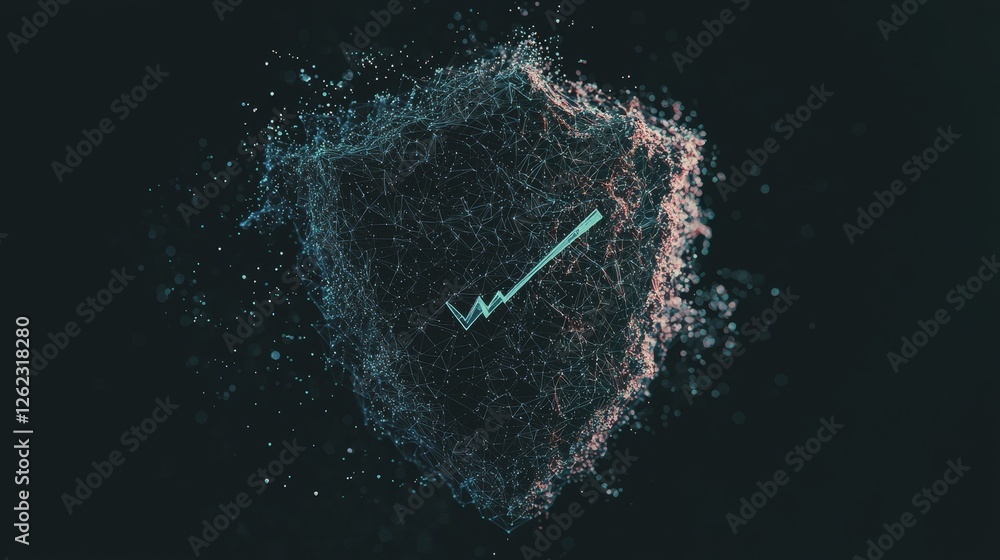 Aufkleber the secure technology is depicted by a polygonal wire shield adorned with a checkmark symbol on a da
