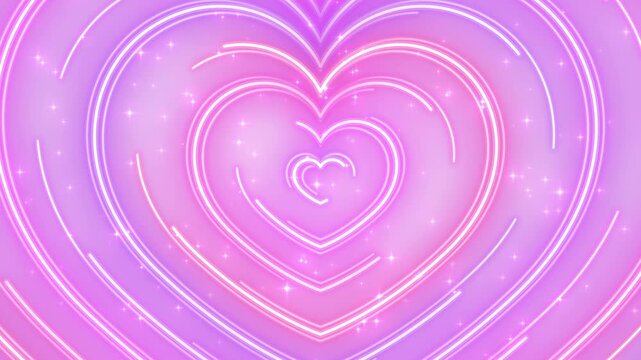 ぷっくりしたハートのワープとキラキラ星　ループ