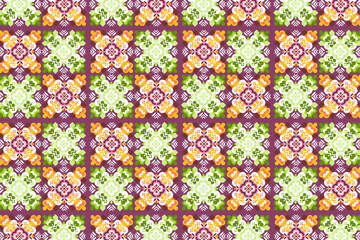 Abstract Floral Pattern Design, Modern Geometric Flower Arrangement, Bold Color Seamless Botanical Art, Contemporary Vector EPS File