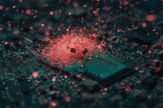 The Essence of Digital Data Flow in High-Tech Electronics is Represented by Blue Circuit Board