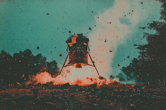 The artistic rendering of the Chandrayaan 3 lunar mission showcases the Pragyan lunar rover and the Vikram lander, which are currently on the moon