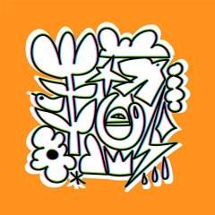 Abstract contemporary, unique, trendy style. Hand drawn trendy vector illustration. Sticker, logo, icon, poster, wallpaper, textile print template.