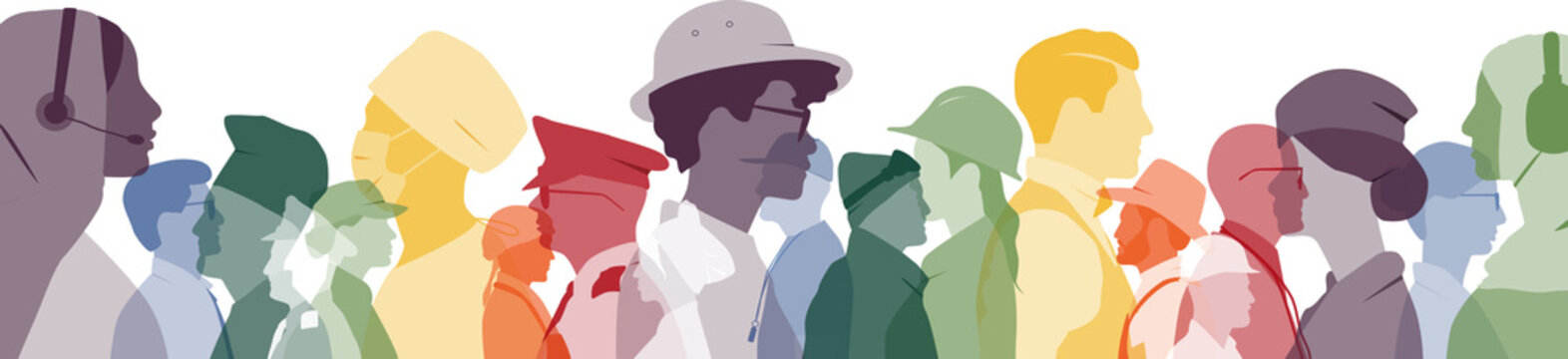 People of different professions together. Transparent background.