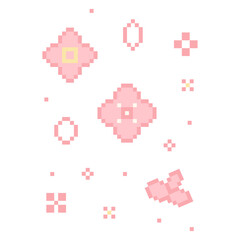 Sakura cherry pixel flower, floral japan 8 bit retro y2k plam. East nature symbol.Old school. © Alyona