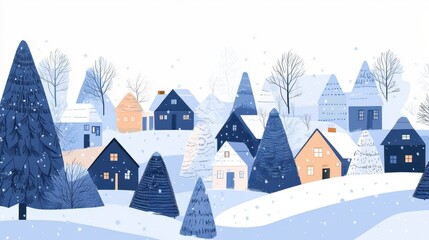 Fototapeta premium Winter Village Scene