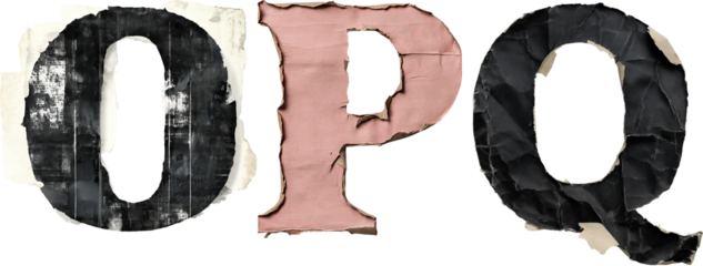 Vintage Newspaper Style O,P,Q