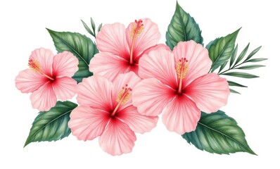 Beautiful pink hibiscus flowers arrangement