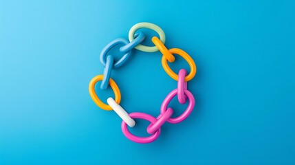 Naklejka premium A set of interlocking rings representing referral links arranged around a corporate emblem symbolizes unity and collaboration in business networking.