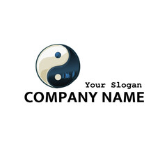 yin yang symbol logo with Company Name Text Vector Icon design